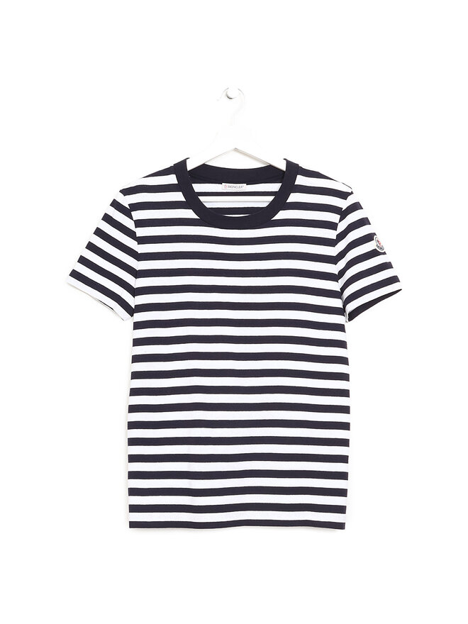 MONCLER T-shirt rayé en tricot fin à manches longues