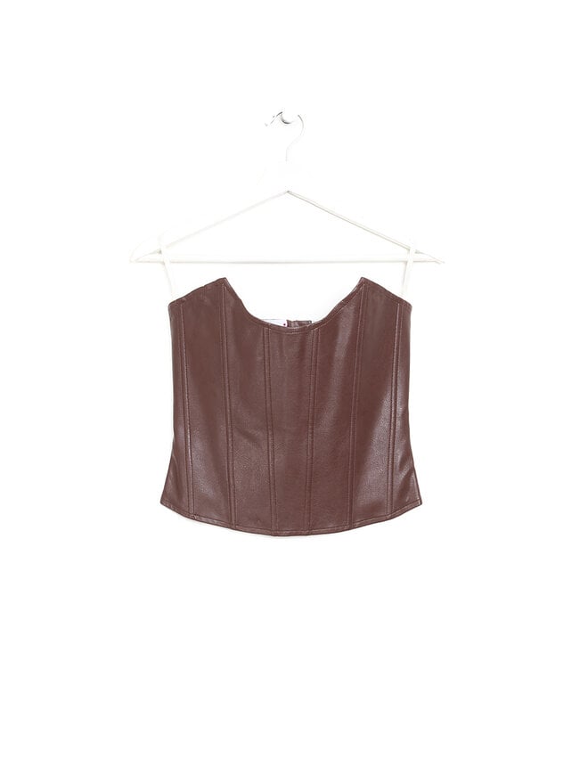 MIAOU Faux Leather Corset Top