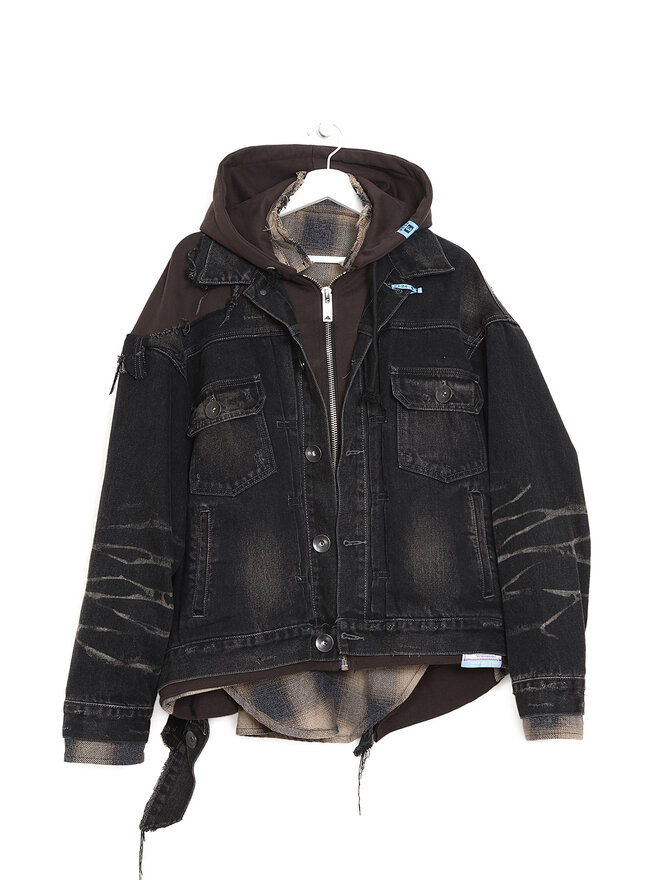 Maison Mihara Yasuhiro Layered Distressed Trucker Jacket