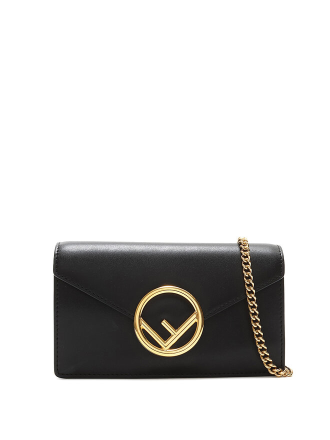 FENDI Leather Shoulder Bag with Gold Chain