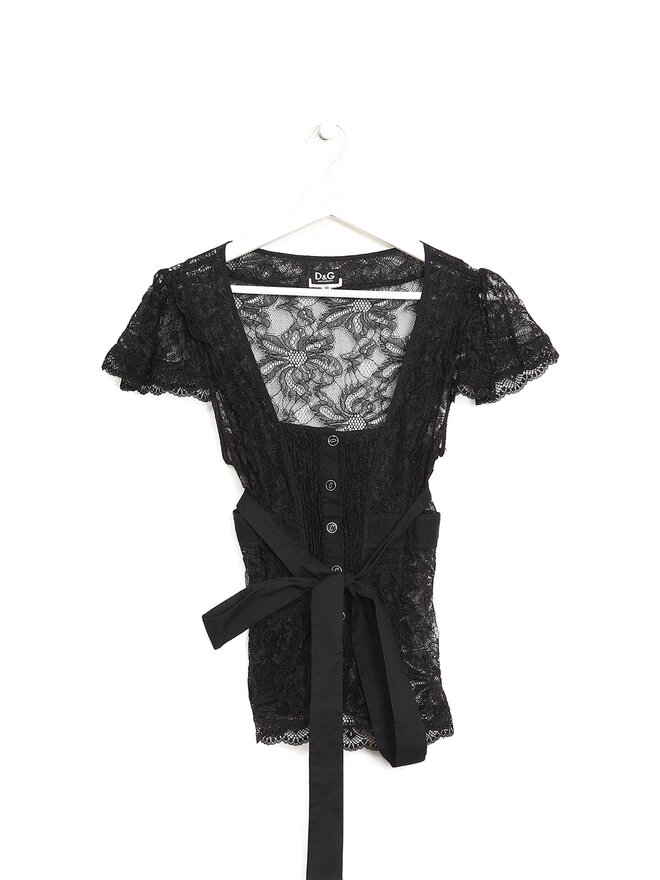 D&G Embroidered Lace Sheer Top