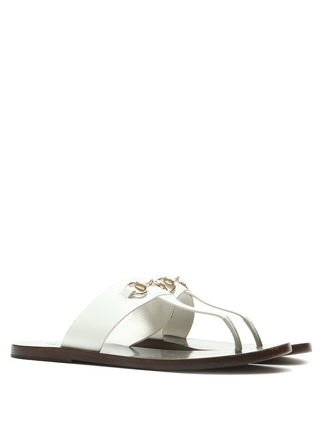 GUCCI Sandales en cuir grainé avec horsebit