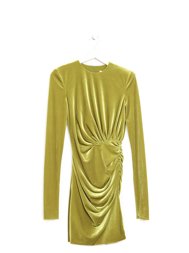 Alexandre Vauthier Midi Velvet Ruched Dress