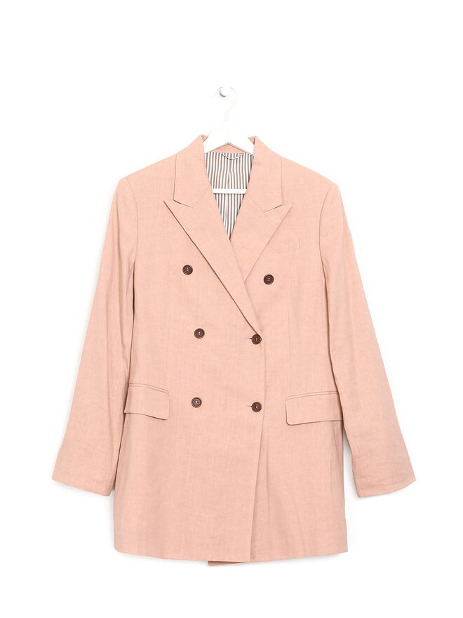 BRUNELLO CUCINELLI Double-Breasted Linen-Cotton Blazer