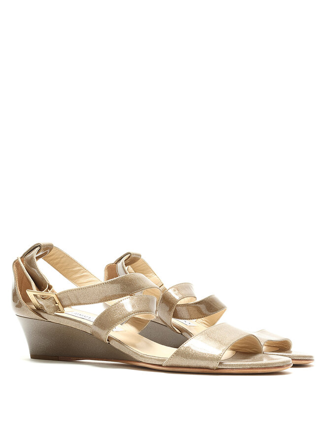 JIMMY CHOO Glitter Wedge Sandals