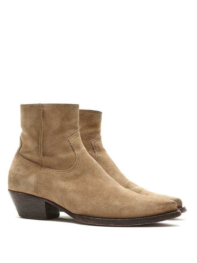 SAINT LAURENT Brown Suede Pointed-Toe Boots