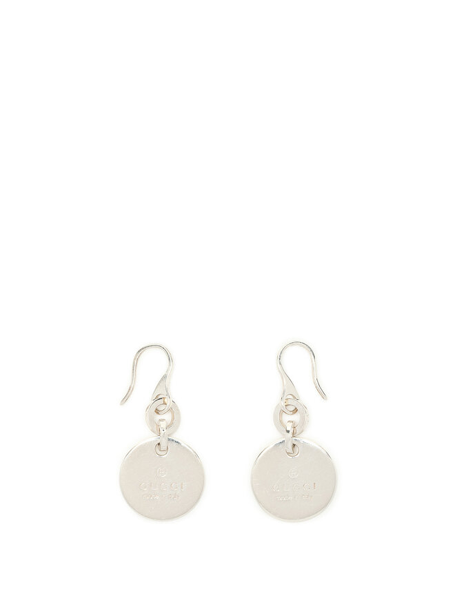 GUCCI Silver Logo Charm Earrings