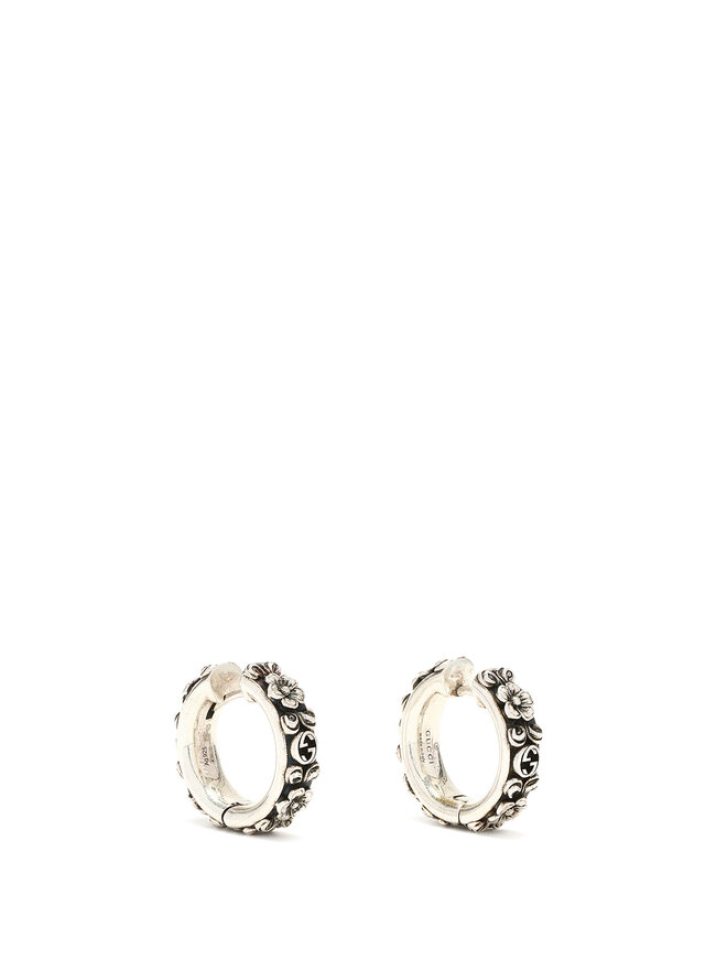 GUCCI Floral Logo Silver Earrings