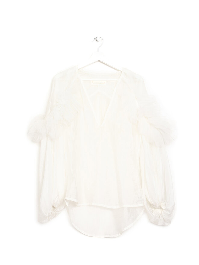 UNTTLD Sheer White Tulle Blouse