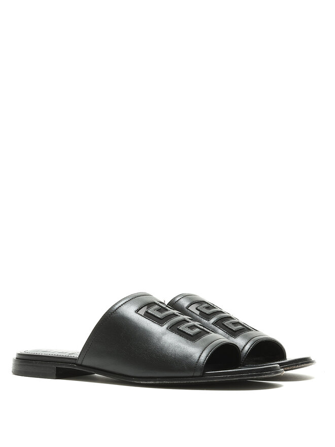 GIVENCHY Sandales en Cuir Grainé à Logo