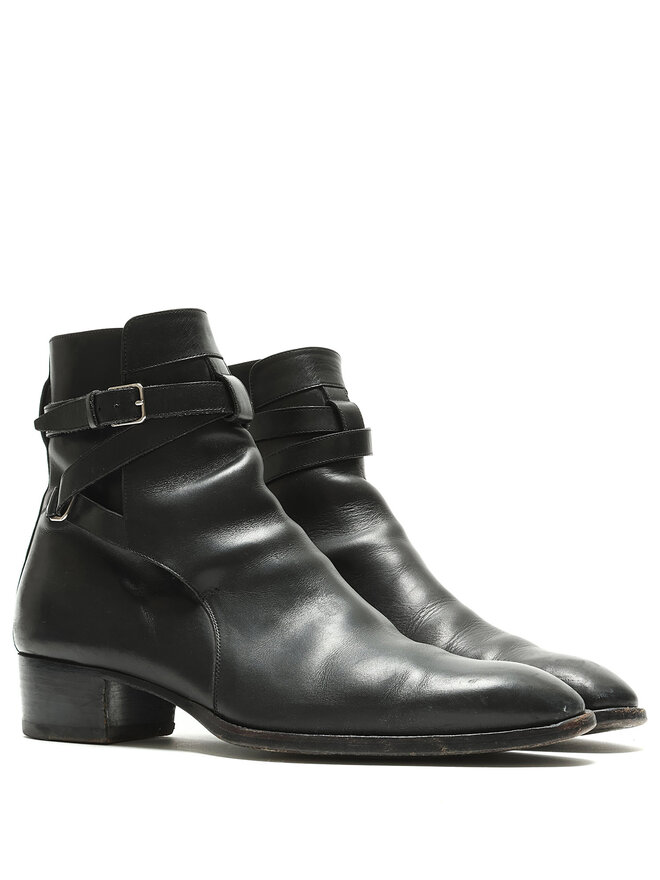 SAINT LAURENT Grained Leather Black Boots