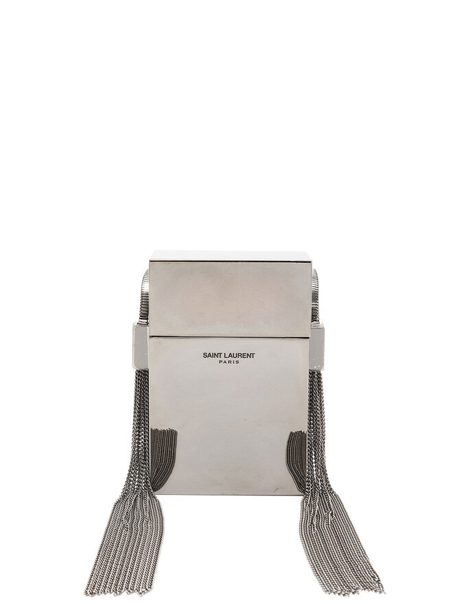SAINT LAURENT Pochette Smoking Box Minaudière Argent