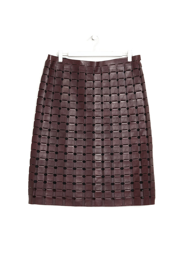 BOTTEGA VENETA Grained Leather Cut-out Skirt
