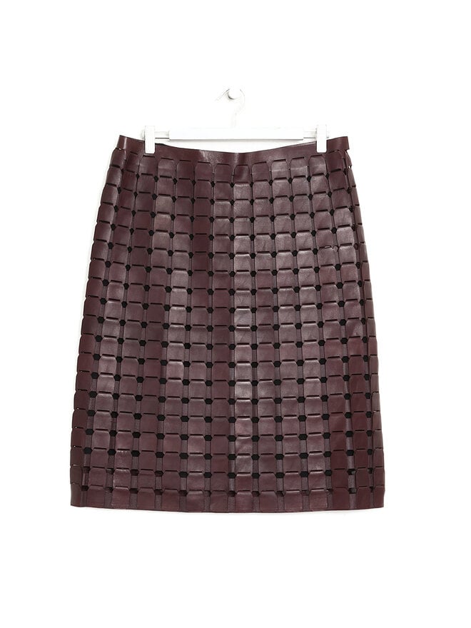 BOTTEGA VENETA Jupe en Cuir Grainé avec Découpes