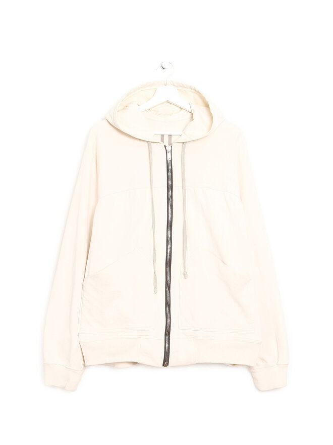 Rick Owens Hoodie Zippé Blanc Cassé
