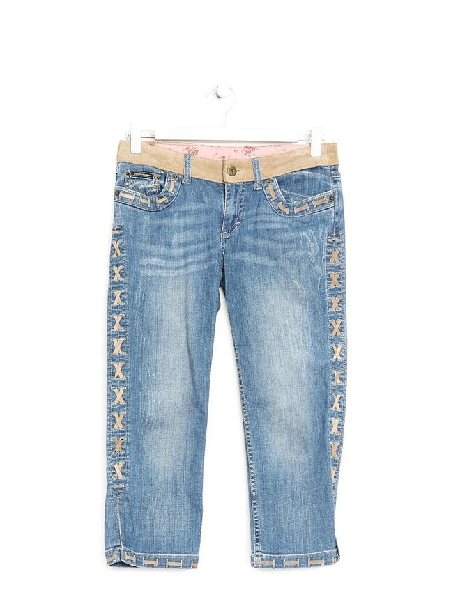 D&G DOLCE & GABBANA Jeans slim fit en denim avec dentelle