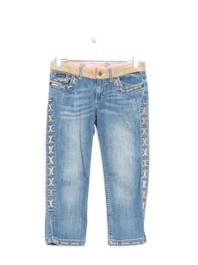 D&G DOLCE & GABBANA Lace-Trim Slim Fit Denim Jeans