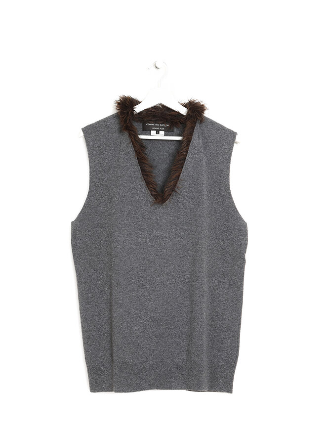 COMME des GARÇONS HOMME PLUS Sleeveless Wool Top with Faux Fur