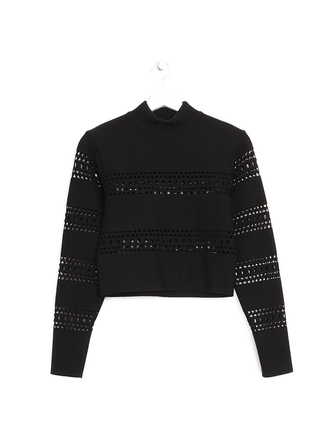 ALAÏA Chandail Court à Col Roulé et Détails Œillets