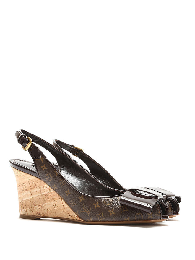 LOUIS VUITTON Louis Vuitton Monogram Wedge Sandals
