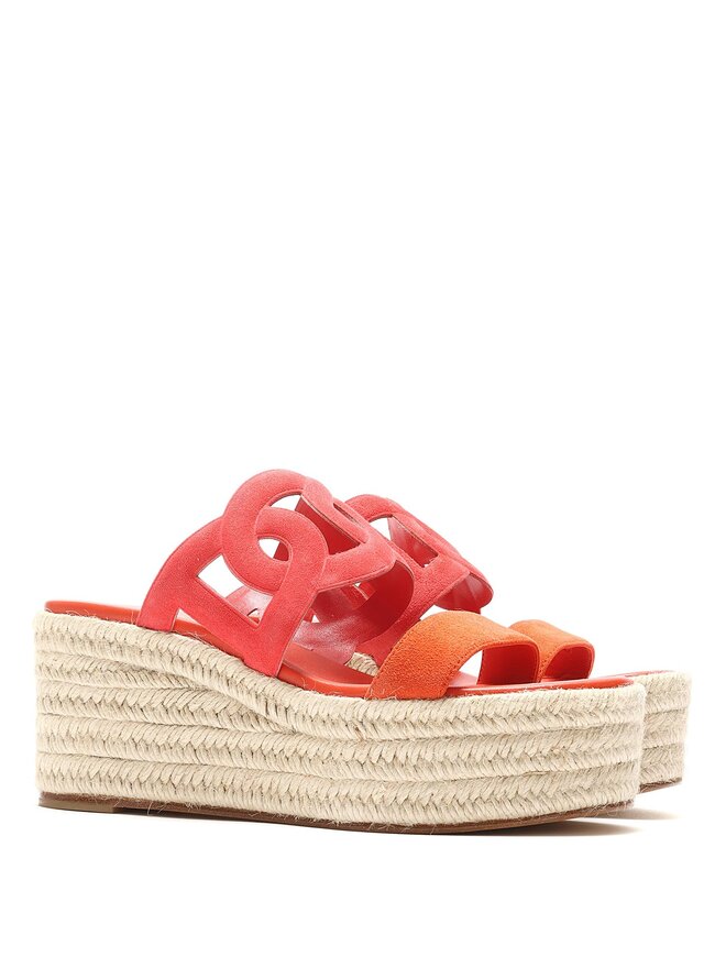 HERMÈS Orange Leather Espadrilles