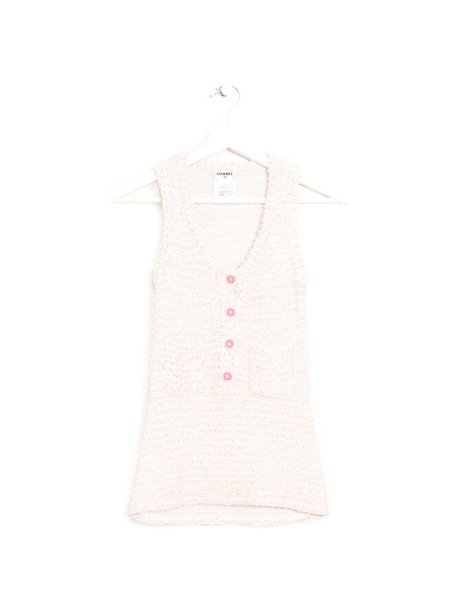 CHANEL Sleeveless Red Button Vest