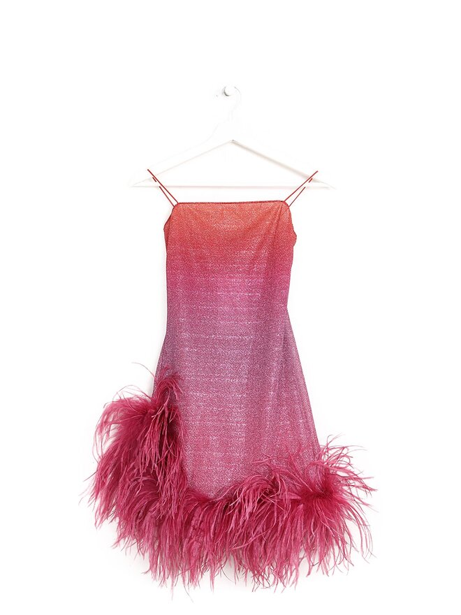 Oséree Robe Nuisette Métallique avec Plumes