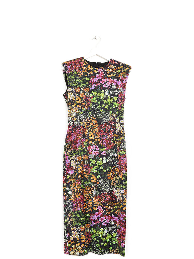 DRIES VAN NOTEN Robe Midi sans Manches à Motif Floral