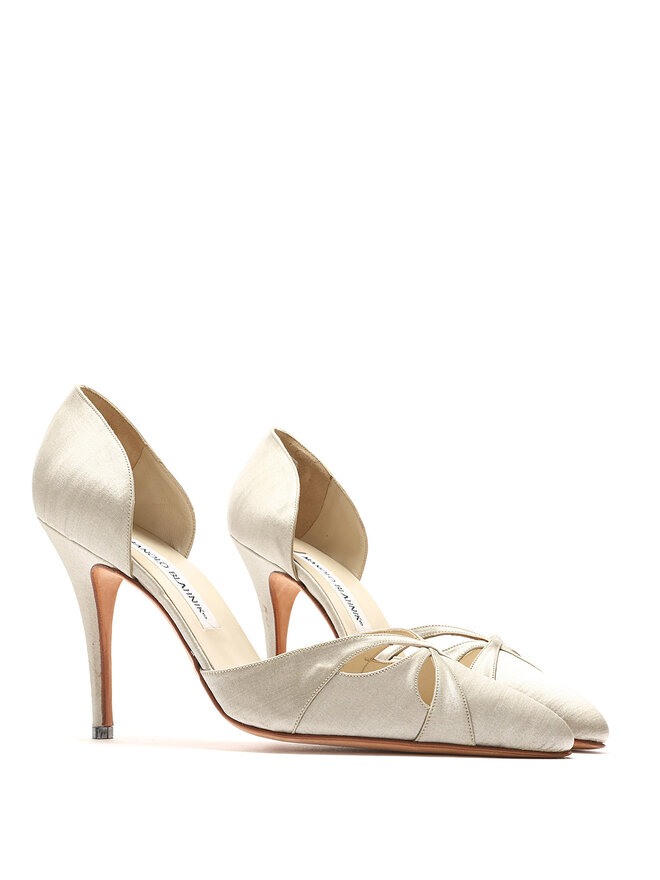 MANOLO BLAHNIK Metallic Pointed Toe Pumps