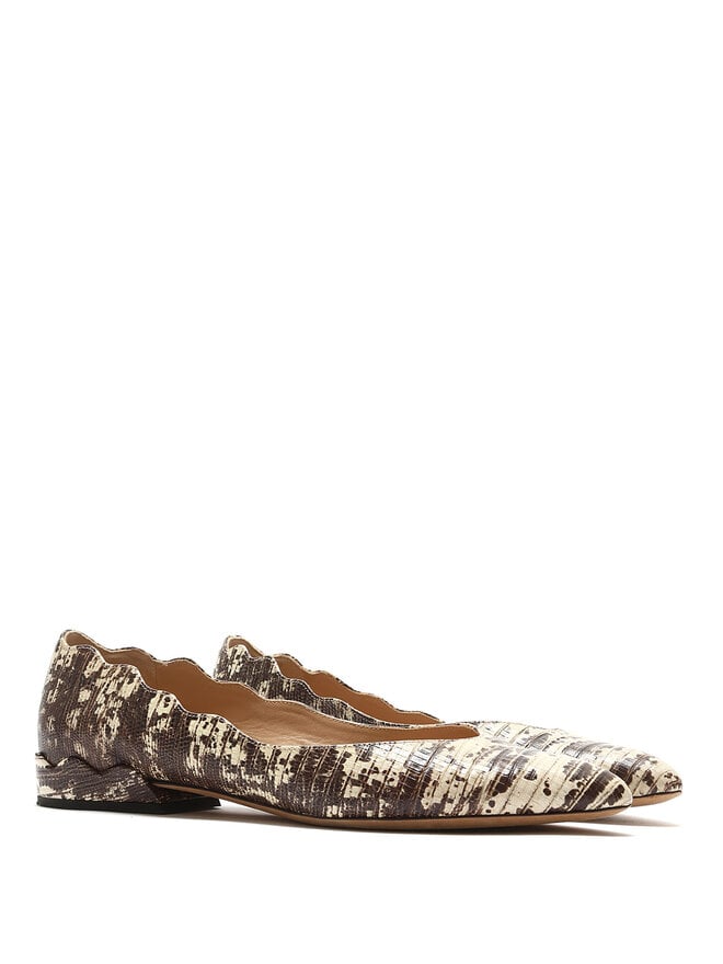 Chloé Laurena Textured Leather Ballet Flats