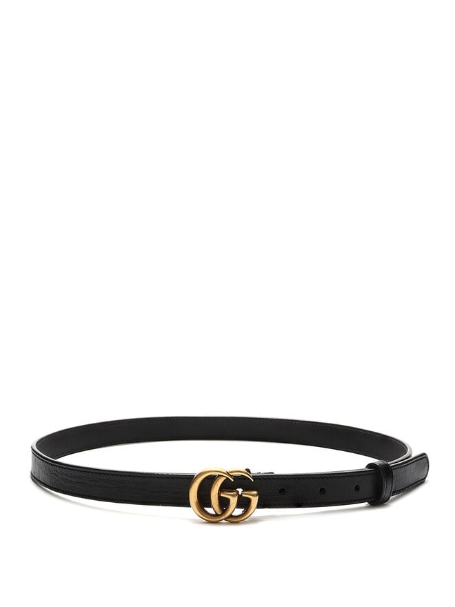 GUCCI Ceinture GG en cuir noir