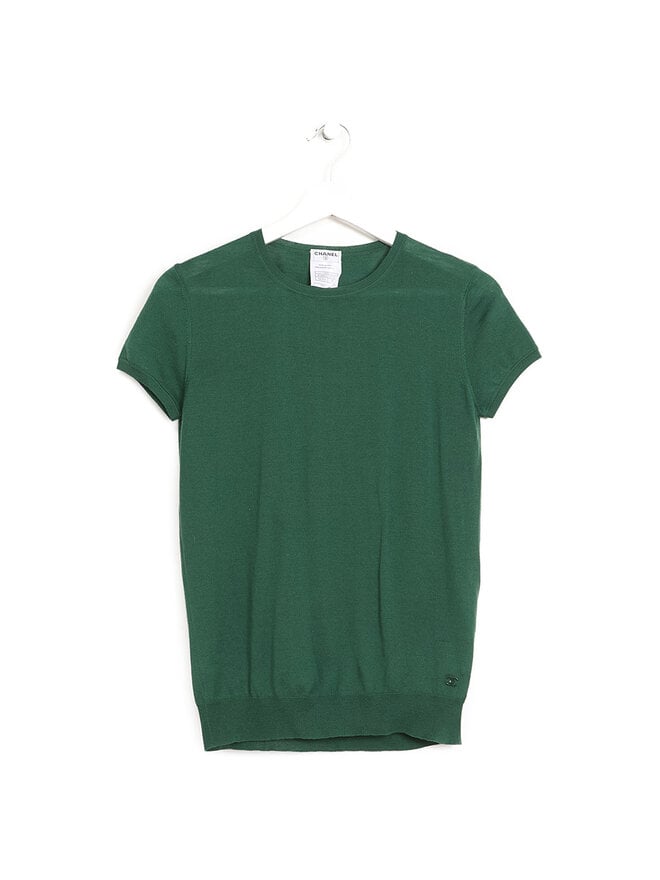 CHANEL Short Sleeve Wool T-Shirt