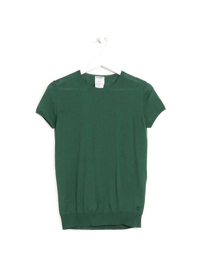 CHANEL T-shirt en Laine à Manches Courtes