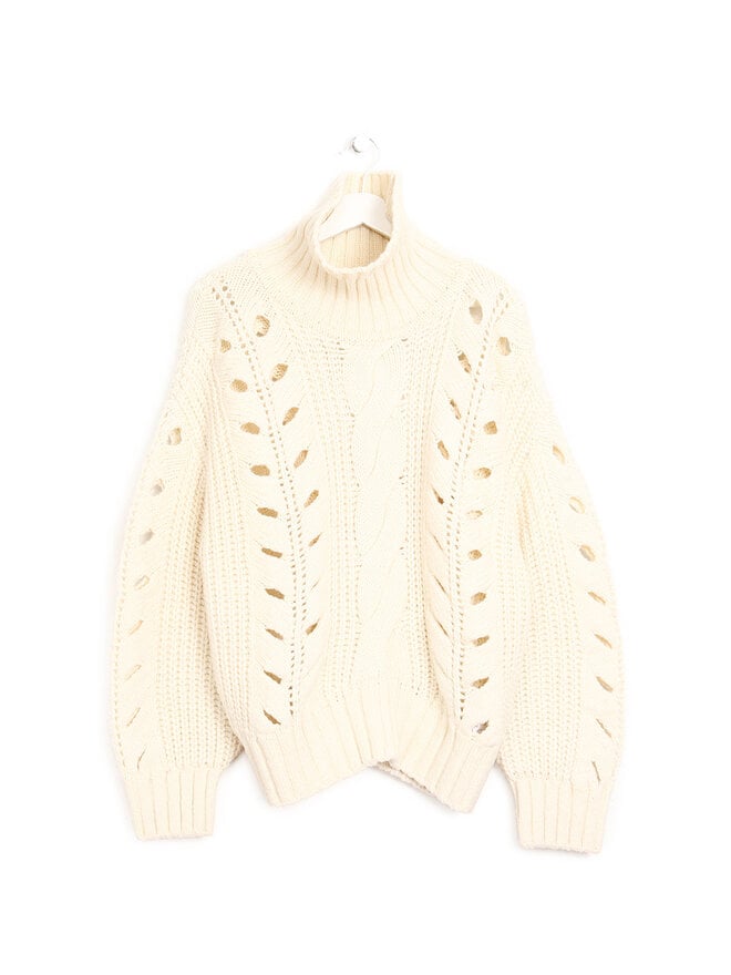 SJYP White Wool Knit Sweater