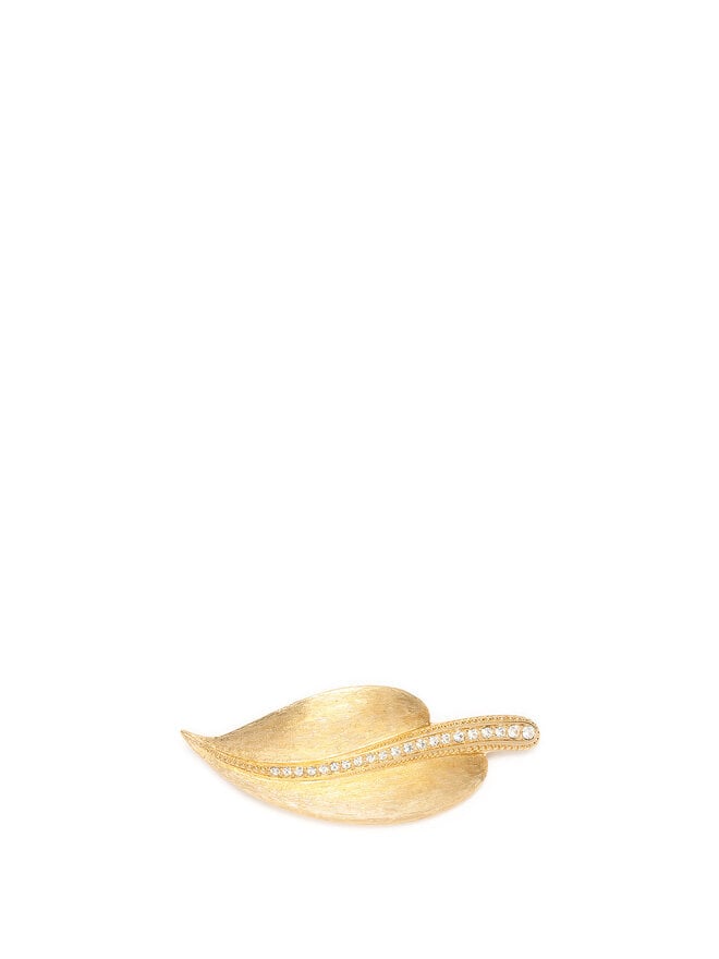Christian Dior Broche Feuille Texturée avec Strass