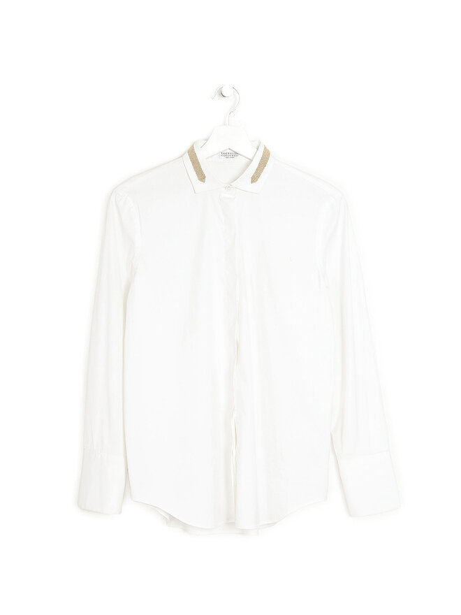 BRUNELLO CUCINELLI Strass Collar Button-Up Shirt