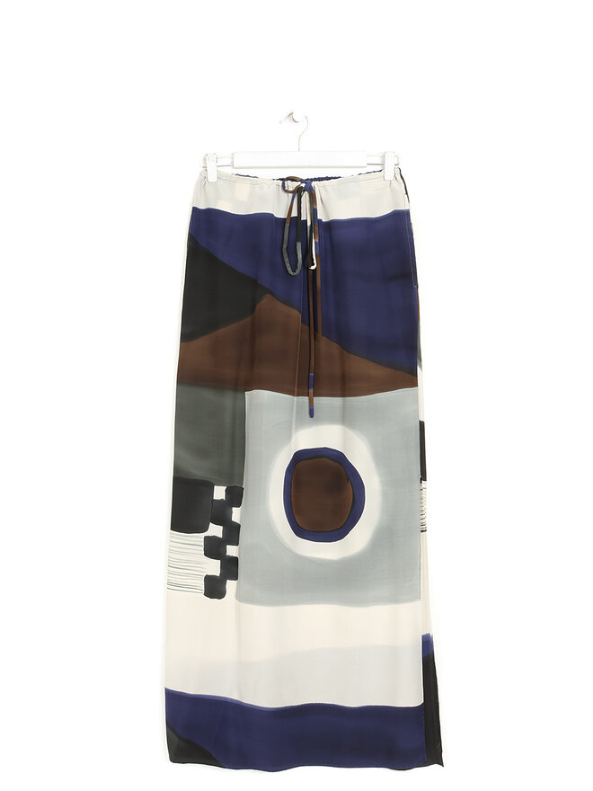 ISSEY MIYAKE Abstract Multicolor Midi Skirt