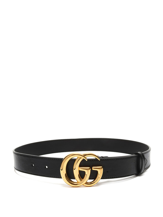 GUCCI Ceinture en cuir grainé avec boucle dorée