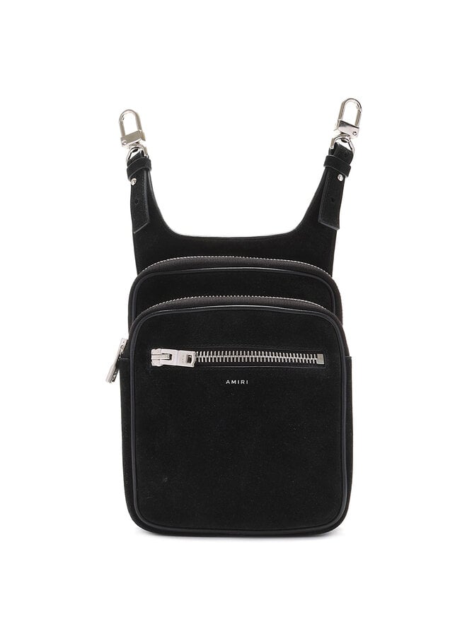 AMIRI Suede Crossbody Bag with Logo