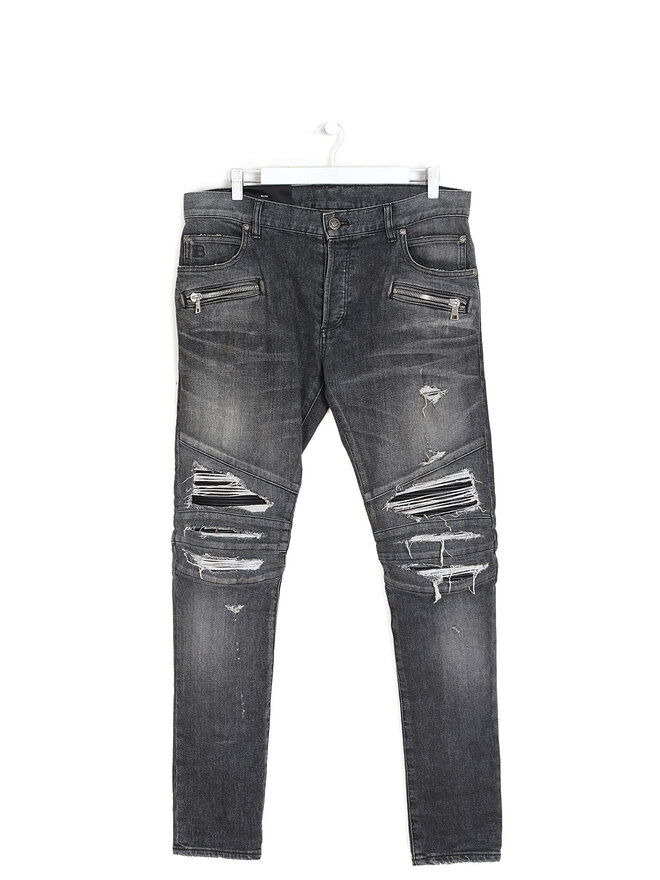 BALMAIN Jeans Ajustés à Détails Déchirés