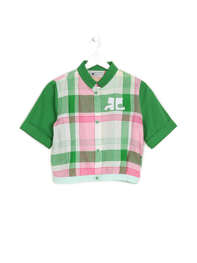Courrèges Chemise Courte Rétro à Carreaux