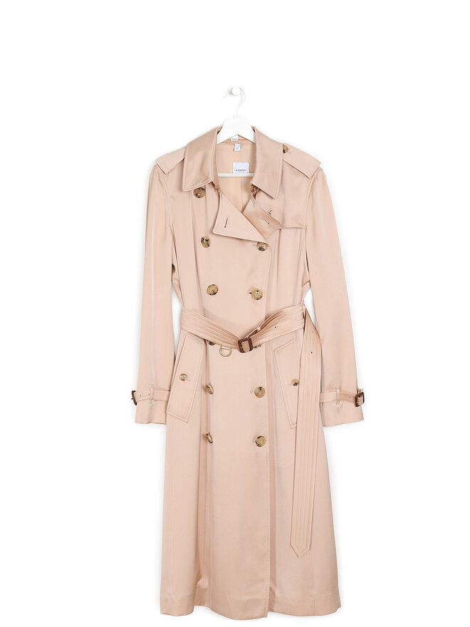 BURBERRY Long Sleeve Satin Trench Coat