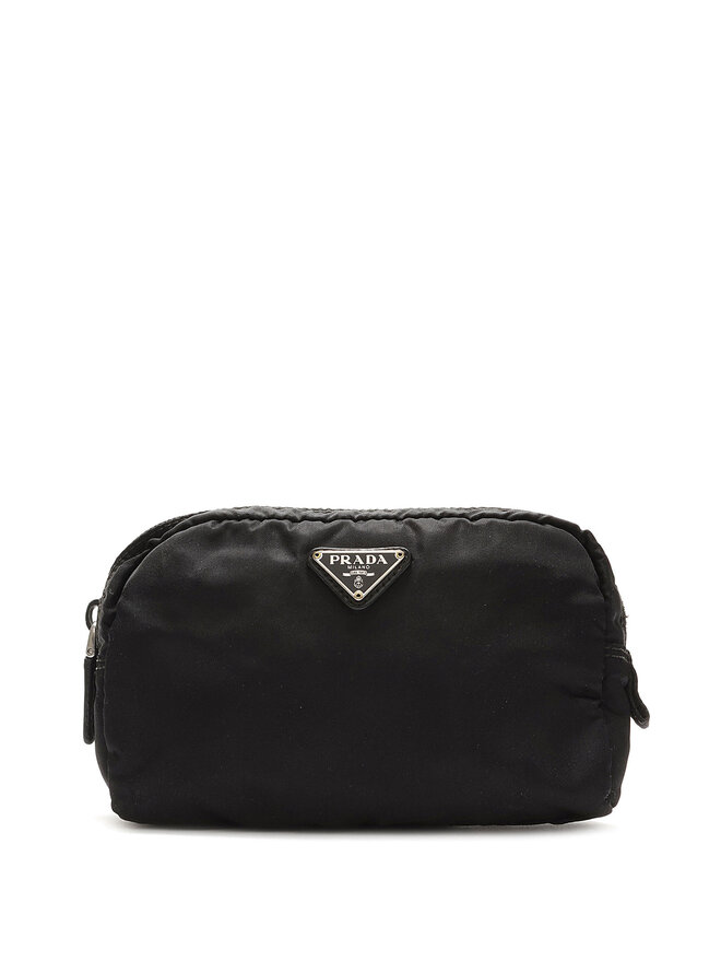 PRADA Nylon Logo Plaque Pouch