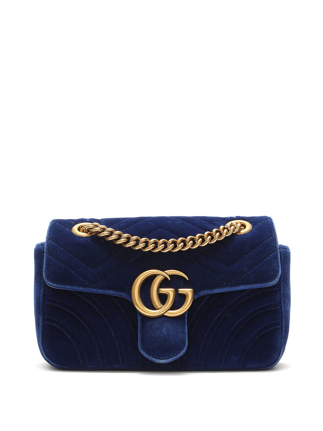 GUCCI Velvet Matelassé GG Marmont Mini Shoulder Bag