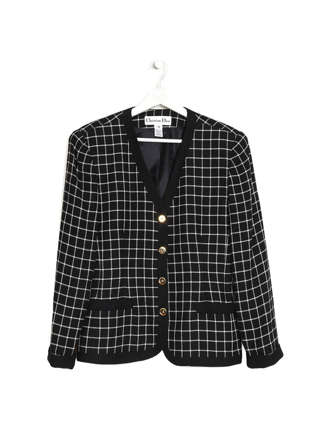 Christian Dior Ensemble Veste et Jupe à Carreaux et Damiers