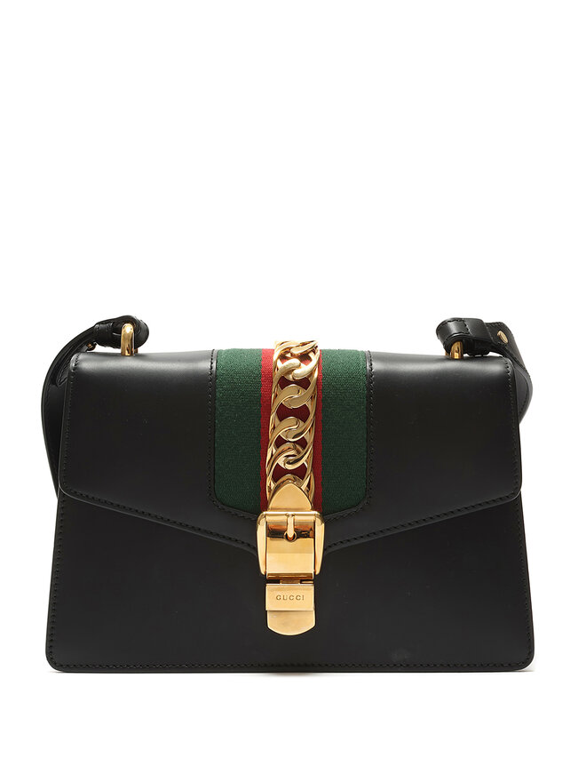 GUCCI Sylvie Web Leather Crossbody Bag