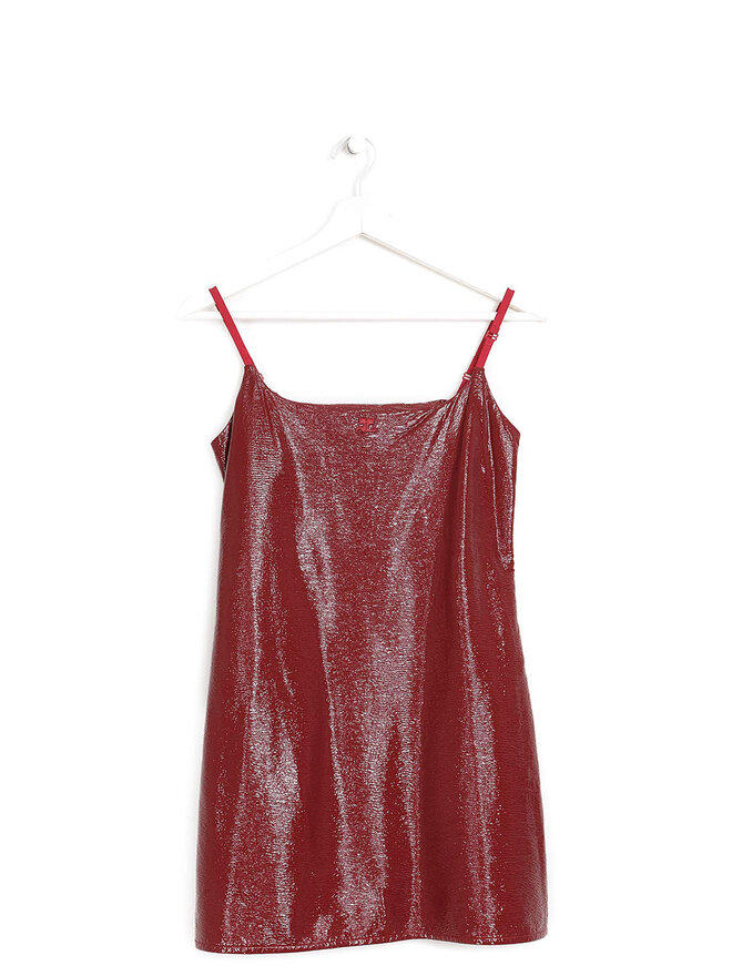 Courrèges Shiny Red Sleeveless Mini Dress
