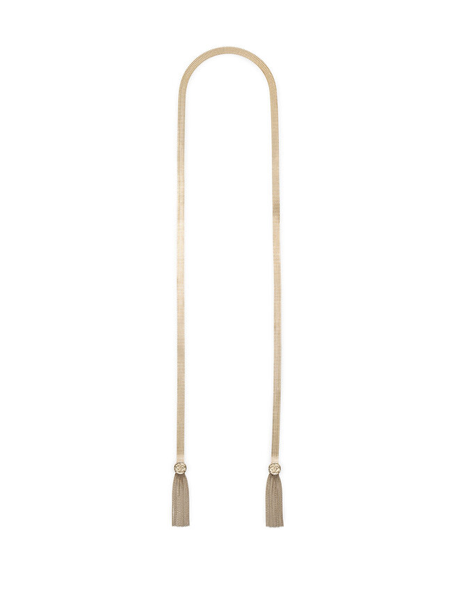 CHANEL Chanel Logo Chain Necklace with Tassel
