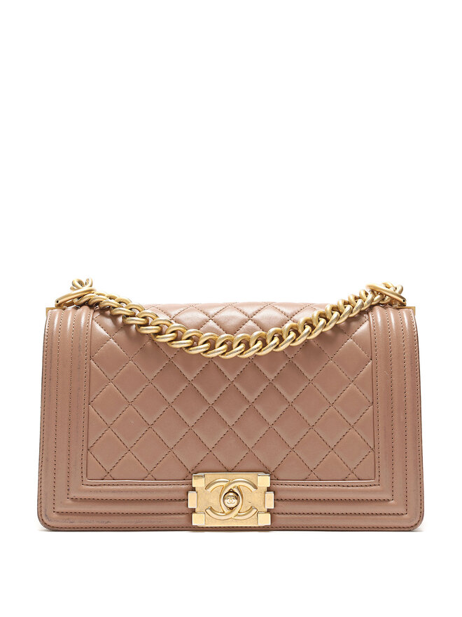 CHANEL Beige Leather Shoulder Bag