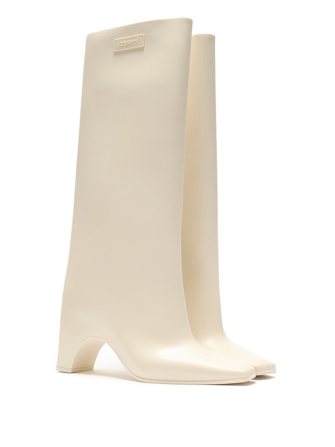 Coperni Square-Toe Off-White Rubber Boots